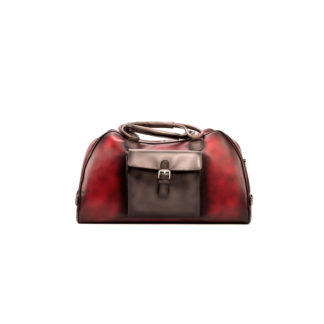 Handmade Burgundy Patina Leather Duffel Bag