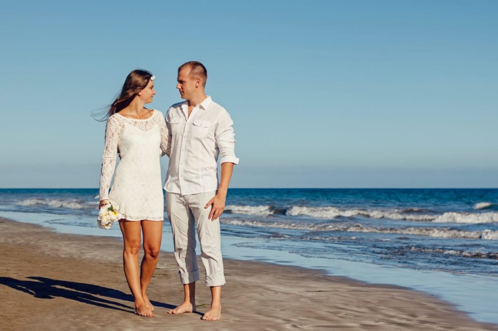 Destination wedding attire for beach wedding